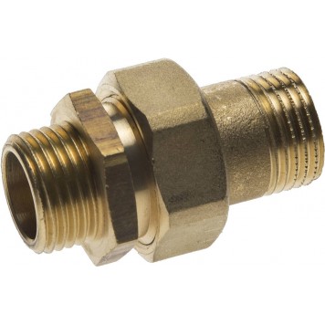 51037-S/S-1/2 | Соединитель прямой с накидной гайкой, латунь, ш/ш, 1/2", GENERAL FITTINGS-0