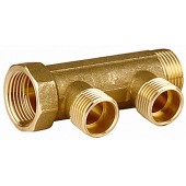 Коллектор никелированная латунь, вход 3/4" - 2 выхода 1/2", GENERAL FITTINGS 51045-3/4-1/2-T2