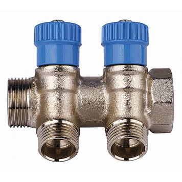 51046-3/4-1/2-CT4 | Коллектор для холодной воды, вентили, никелированная латунь, вход 3/4" - 4 выхода 1/2", GENERAL FITTINGS-0