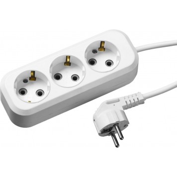 55034-2 | Удлинитель электрический, ПВС сечение 0,75кв мм, 3 гнезда, макс мощн 2200Вт, 2м, заземление, СИБИН-0