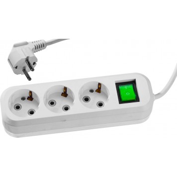 55036-2 | Удлинитель электрический, ПВС сечение 0,75кв мм, 3 гнезда, макс мощн 2200Вт, 2м, заземление, выключатель, СИБИН-0