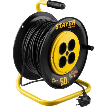 55073-50 | Удлинитель на катушке MS 207, 50 м, 2200 Вт, 4 гнезда, ПВС 2x0,75 мм2, STAYER-5
