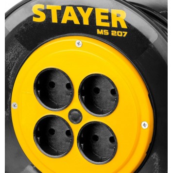 55073-50 | Удлинитель на катушке MS 207, 50 м, 2200 Вт, 4 гнезда, ПВС 2x0,75 мм2, STAYER-7