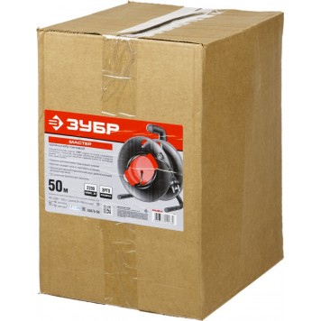 55075-50 | Удлинитель на катушке, ПВС 2х1кв мм, 1 гнездо, макс мощн 2200Вт, 50м, ЗУБР МАСТЕР-2