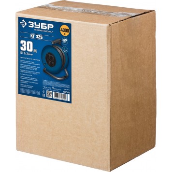 55079-30 | Удлинитель на катушке, 30 м, 4000 Вт, 4 гнезда, IP44, КГ 3х2,5 кв мм, ЗУБР ПРОФЕССИОНАЛ-4