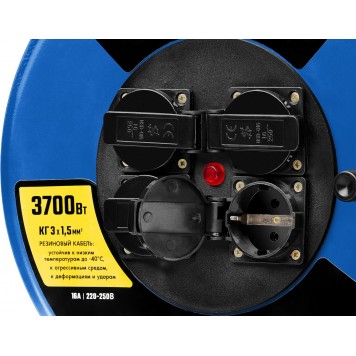 55080-20 | Удлинитель на катушке КГ 315, 20 м, 3700 Вт, 4 гнезда, IP44, КГ 3х1,5 кв мм, ЗУБР ПРОФЕССИОНАЛ-8