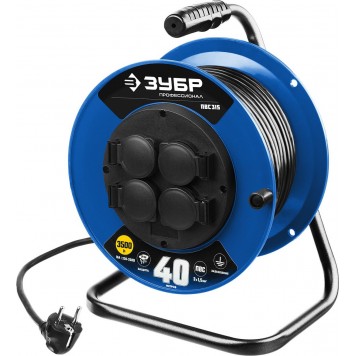 55081-40 | Удлинитель на катушке ПВС 315, 40 м, 3500 Вт, 4 гнезда, IP44, ПВС 3х1,5 кв мм, ЗУБР ПРОФЕССИОНАЛ-0