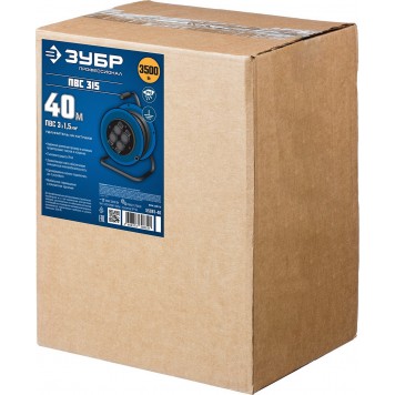 55081-40 | Удлинитель на катушке ПВС 315, 40 м, 3500 Вт, 4 гнезда, IP44, ПВС 3х1,5 кв мм, ЗУБР ПРОФЕССИОНАЛ-4