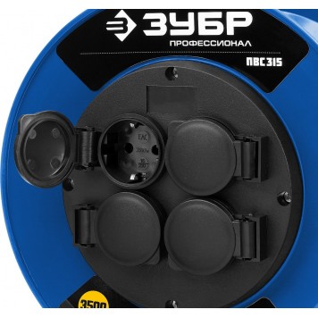 55081-40 | Удлинитель на катушке ПВС 315, 40 м, 3500 Вт, 4 гнезда, IP44, ПВС 3х1,5 кв мм, ЗУБР ПРОФЕССИОНАЛ-8