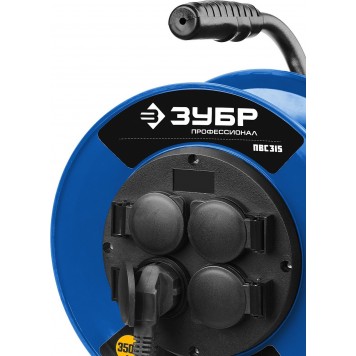 55081-40 | Удлинитель на катушке ПВС 315, 40 м, 3500 Вт, 4 гнезда, IP44, ПВС 3х1,5 кв мм, ЗУБР ПРОФЕССИОНАЛ-9