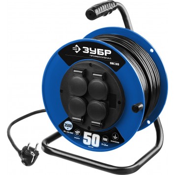 55081-50 | Удлинитель на катушке ПВС 315, 50 м, 3500 Вт, 4 гнезда, IP44, ПВС 3х1,5 кв мм, ЗУБР ПРОФЕССИОНАЛ-0