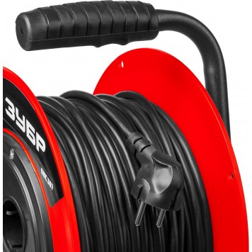 55083-30 | Удлинитель на катушке, 30 м, 2500 Вт, 4 гнезда, ПВС 3х0,75 кв мм, ЗУБР МАСТЕР-6