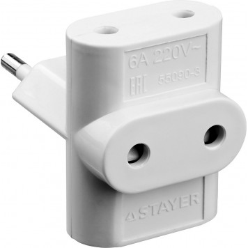 55090-3 | Разветвитель электрический, 3 гнезда, 6А/220В, STAYER MAXELECTRO-0
