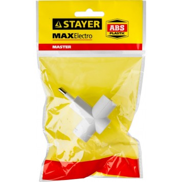 55090-3 | Разветвитель электрический, 3 гнезда, 6А/220В, STAYER MAXELECTRO-1