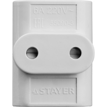 55090-3 | Разветвитель электрический, 3 гнезда, 6А/220В, STAYER MAXELECTRO-3
