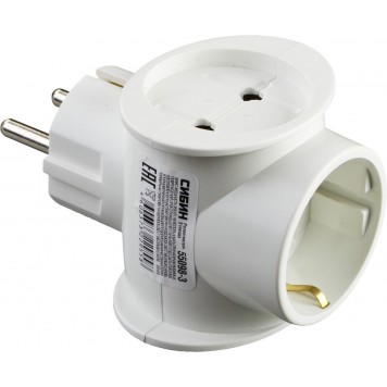 55098-3 | Разветвитель электрический с заземлением, 3 гнезда, 16А/220В, СИБИН-2