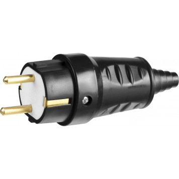 55115-B | Вилка электрическая ударопрочная, с заземлением, 16А/220В, черная, СИБИН-0