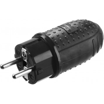 55116-B | Вилка электрическая обрезиненная, 16А/250В, IP44, черная, ЗУБР ПРОФЕССИОНАЛ-0