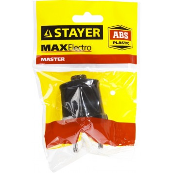 55150-B | Вилка электрическая, 6А/220В, черная, STAYER MAXELECTRO-2