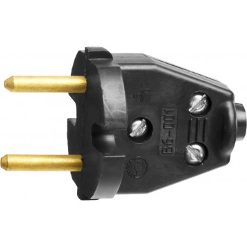 55152-B | Вилка электрическая, разборная, 6А/220В, черная, СИБИН-0