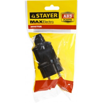 55160-B | Вилка электрическая, 16А/220В, с заземлением, черная, STAYER MAXELECTRO-2