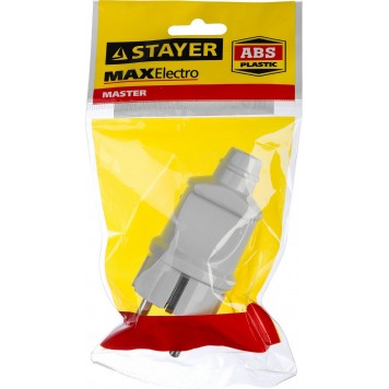 55160-W | Вилка электрическая, 16А/220В, с заземлением, белая, STAYER MAXELECTRO-1