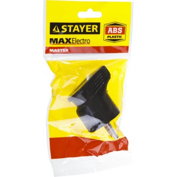 55161-B | Вилка электрическая, 16А/220В, угловая, с заземлением, черная, STAYER MAXELECTRO-2