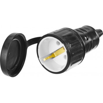 55186-B | Розетка электрическая ударопрочная, с заземлением, 16А/220В, IP44, черная, СИБИН-0