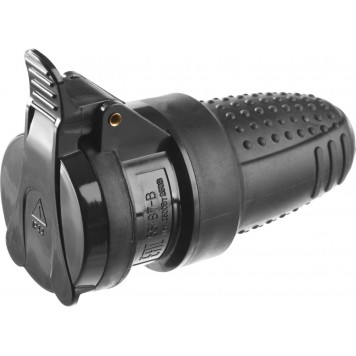 55187-B | Розетка электрическая обрезиненная, 16А/250В, IP44, черная, ЗУБР ПРОФЕССИОНАЛ-0