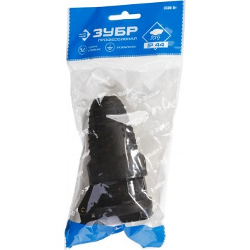 55187-B | Розетка электрическая обрезиненная, 16А/250В, IP44, черная, ЗУБР ПРОФЕССИОНАЛ-2