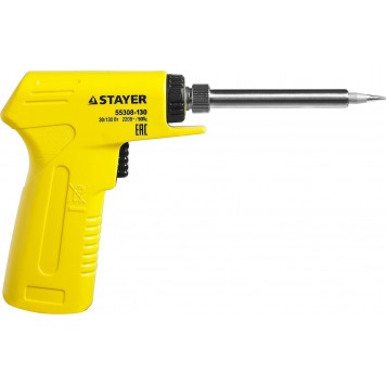 55308-130 | Паяльник с пистолетной пластмассовой рукояткой, PROTerm, 30 - 130 Вт, с керамическим нагревательным элементом, STAYER PROFI-6