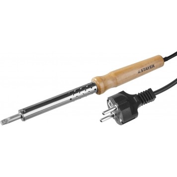 55310-100 | Паяльник с деревянной рукояткой и долговечным жалом,, 100 Вт, клин, STAYER MAXTERM-0