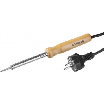 55310-40 | Паяльник с деревянной рукояткой и долговечным жалом,, 40 Вт, конус, STAYER MAXTERM-0
