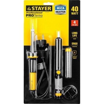 55316-40-H4 | Набор для паяльных работ, 55300 +шприц + подставка + припой, 40 Вт, STAYER PROFI-1
