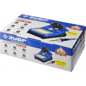 55334 | Паяльная станция цифровая с ЖК дисплеем, диапазон 160-550°C, 48Вт, ЗУБР ПРОФЕССИОНАЛ-3