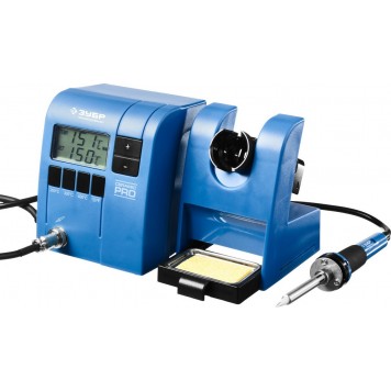 55335 | Паяльная станция цифровая с ЖК дисплеем, керамический нагреватель, диапазон 150-450°C, 48Вт, ЗУБР ПРОФЕССИОНАЛ-0