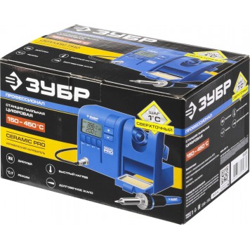 55335 | Паяльная станция цифровая с ЖК дисплеем, керамический нагреватель, диапазон 150-450°C, 48Вт, ЗУБР ПРОФЕССИОНАЛ-3