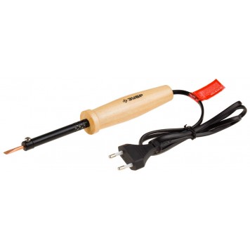 55405-40_z01 | Электропаяльник с деревянной рукояткой и долговечным жалом, форма клин, 40Вт, ЗУБР МАСТЕР-0