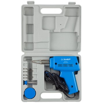 55412-H4 | Паяльник импульсный со световым индикатором, 150 Вт, 2 сменных жала, канифоль, припой., ЗУБР ЭКСПЕРТ-0