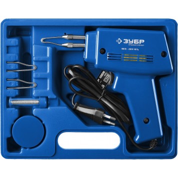 55412-H4_z01 | Импульсный паяльник в наборе, 2 сменных жала, канифоль, припой, 150Вт, ЗУБР ПРОФЕССИОНАЛ-3
