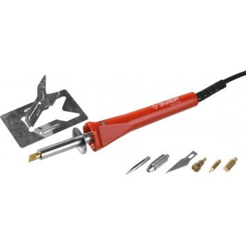 55426 | Прибор для выжигания, пайки, резки с набором насадок, 5шт+нож, ЗУБР МАСТЕР-0