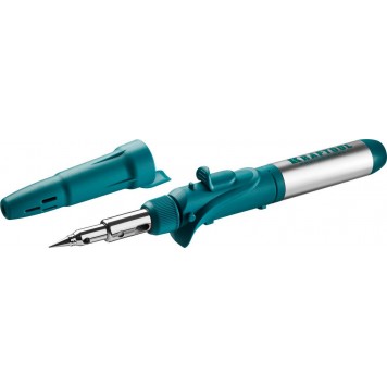 55503-H10 | Набор: Паяльник газовый, 3в1, пьезоподжиг, 5 насадок, припой, защитный колпачок, чистка жал, 1300С, KRAFTOOL PRO-14