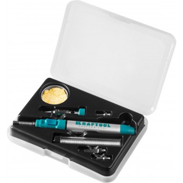 55504-H8 | Набор: Паяльник газовый, 3в1, регулировка пламени, 4 насадки, припой, чистка жал, 1300С, KRAFTOOL-9