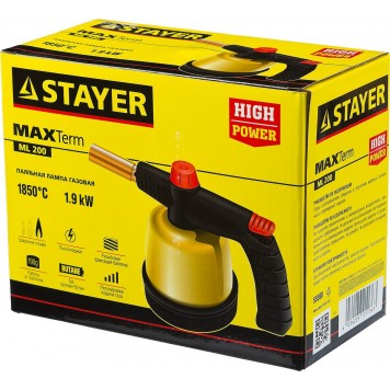 55590 | Паяльная лампа газовая на баллон, с пьезоподжигом, регулировка пламени, 1850С, STAYER MASTER-3