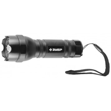 56203 | Фонарь ручной, алюминиевый корпус, 15светодиодов (10 бел/5 зел), лазер, 4режима работы, 3ААА, черный, ЗУБР ЭКСПЕРТ-0