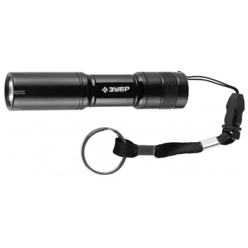 56220-BK | Фонарь ручной, алюминиевый корпус, 1 сверхъяркий светодиод, 1АА, черный, ЗУБР МАСТЕР-0