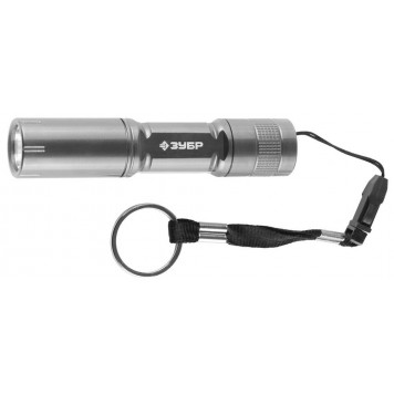 56220-S | Фонарь ручной, алюминиевый корпус, 1 сверхъяркий светодиод, 1АА, металлик, ЗУБР МАСТЕР-0