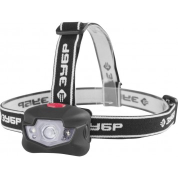 56434 | Фонарь налобный светодиодный, 3Вт(120Лм)+4LED, линза коллиматор, 3 режима, 3ААА, ЗУБР ЭКСПЕРТ-0