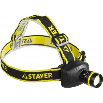 56566 | Фонарь налобный светодиодный, 3Вт(140Лм), регулируемый фокус, 3 режима, 3ААА, STAYER PROFESSIONAL-0