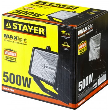 57103-B | Прожектор 500 Вт галогенный, черный, STAYER MAXLIGHT-2